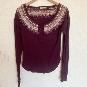 Free People We the Free Wine Fair Isle Thermal Cozy Popover Top